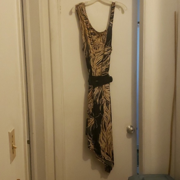 B. Smart Dresses & Skirts - B. Smart Brown and Black belted sleeveless dress